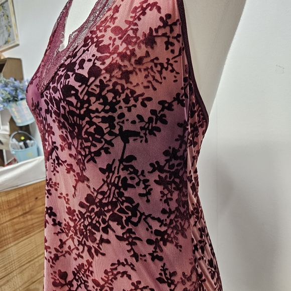 In Bloom Jonquil Velvet Burnout Slip Chemises S Lace Trim Halter Back Romantic - Picture 6 of 11